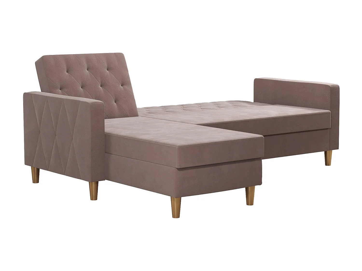 Liberty | Canapé-lit 3 places avec chaise longue en tissu rose