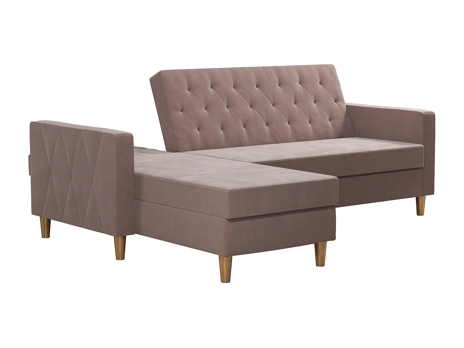 Liberty | Canapé-lit 3 places avec chaise longue en tissu rose