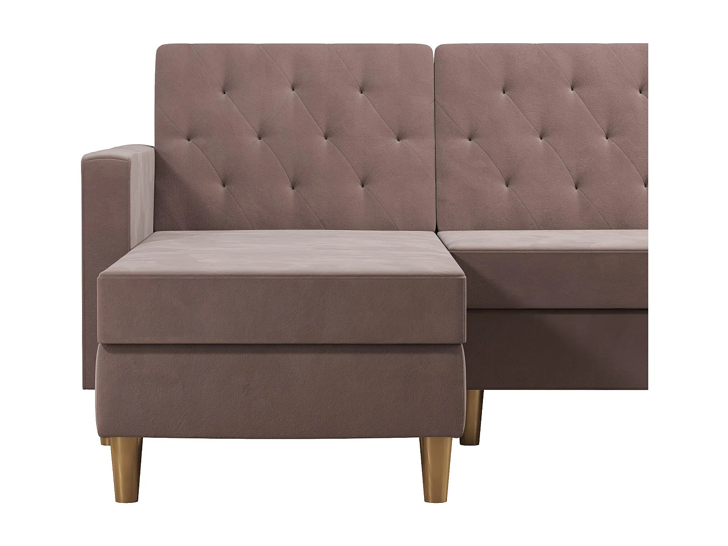 Liberty | Canapé-lit 3 places avec chaise longue en tissu rose