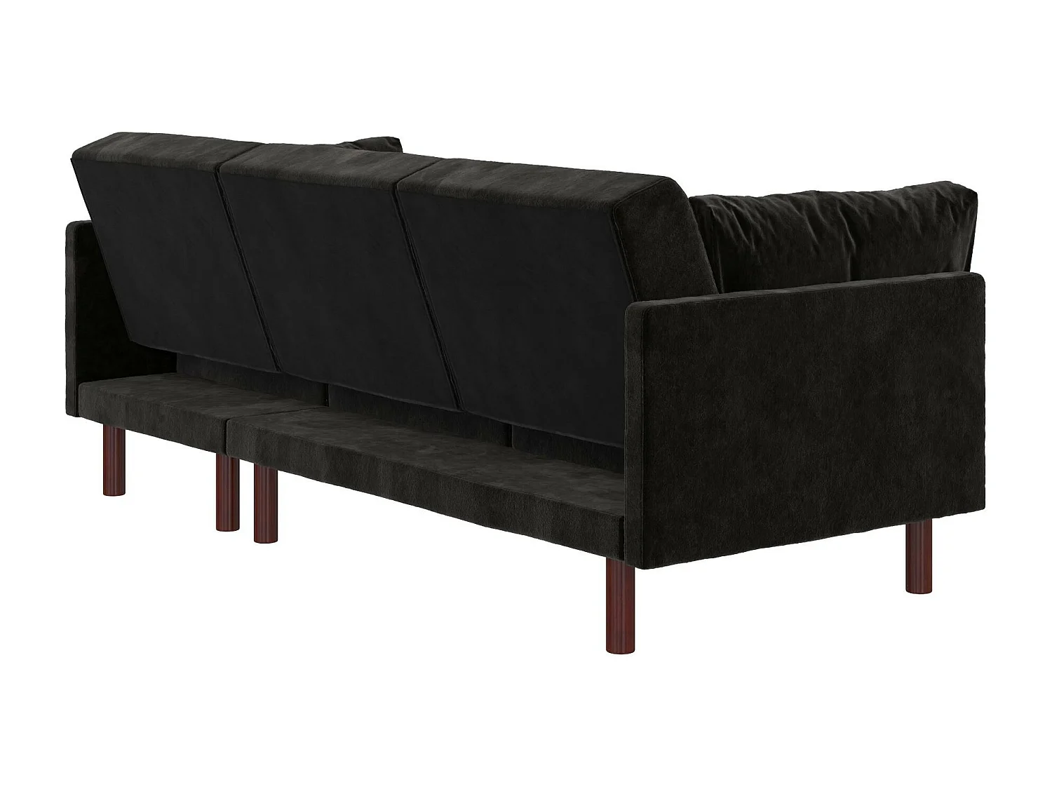 Clair | Canapé-lit 3 places avec chaise longue en velours noir