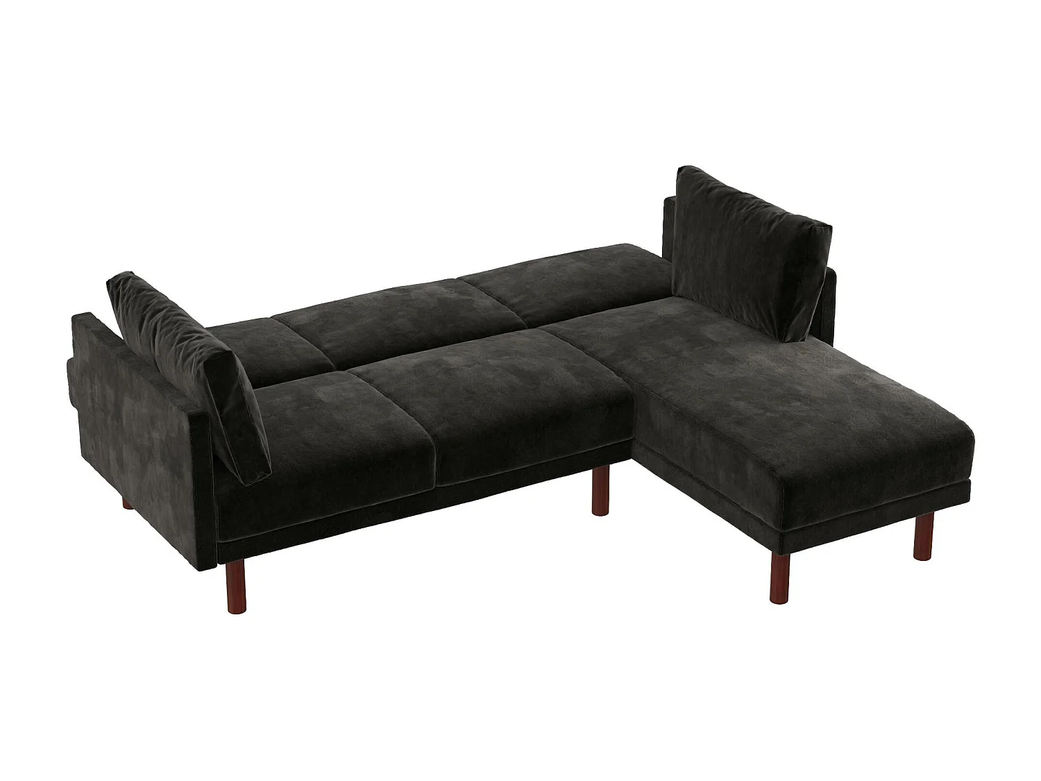 Clair | Canapé-lit 3 places avec chaise longue en velours noir