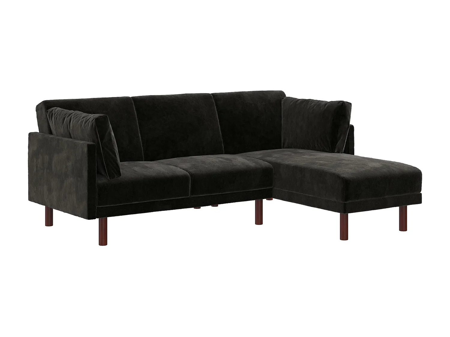 Clair | Canapé-lit 3 places avec chaise longue en velours noir