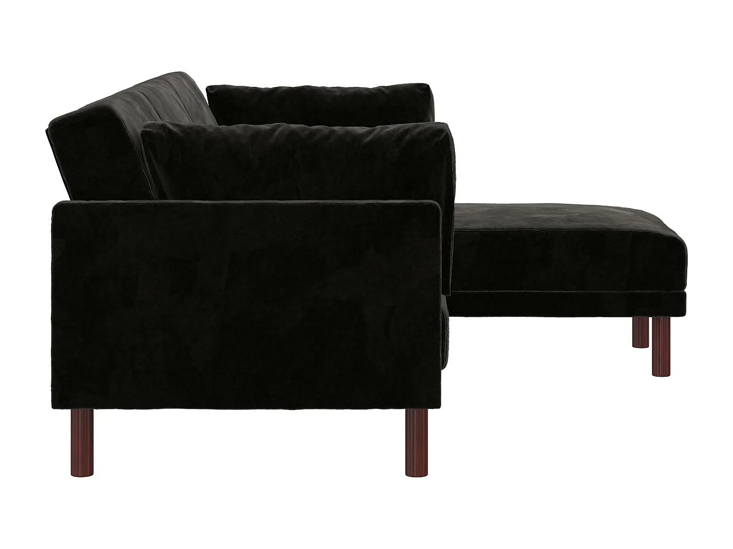 Clair | Canapé-lit 3 places avec chaise longue en velours noir