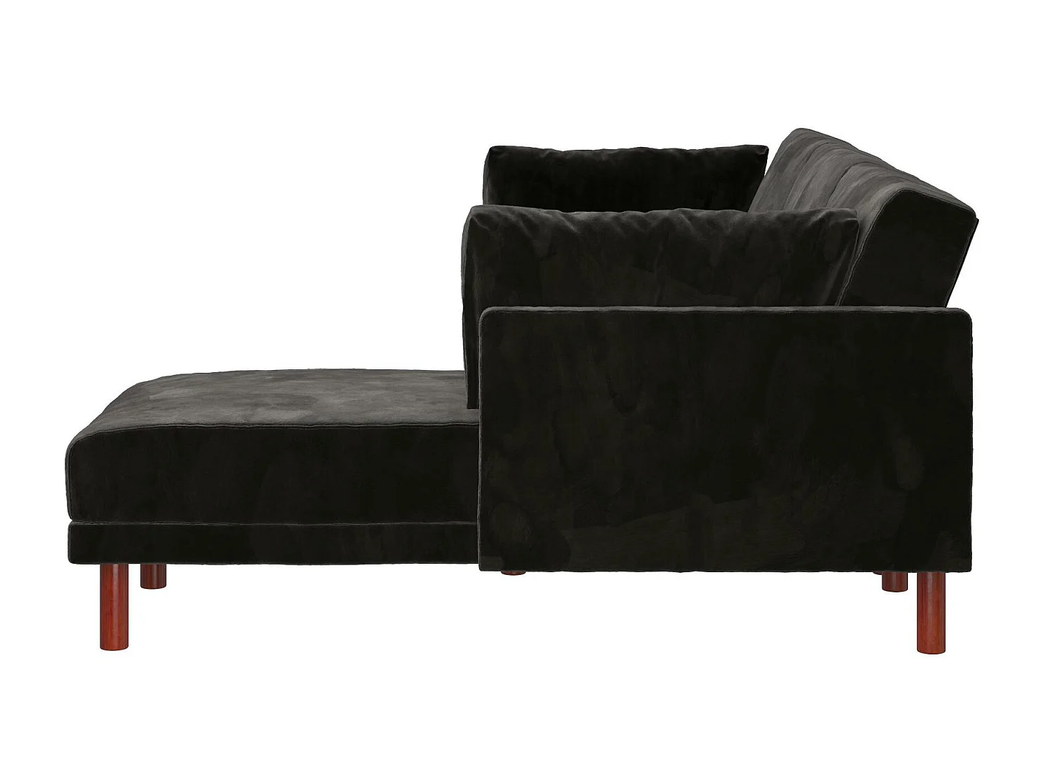 Clair | Canapé-lit 3 places avec chaise longue en velours noir