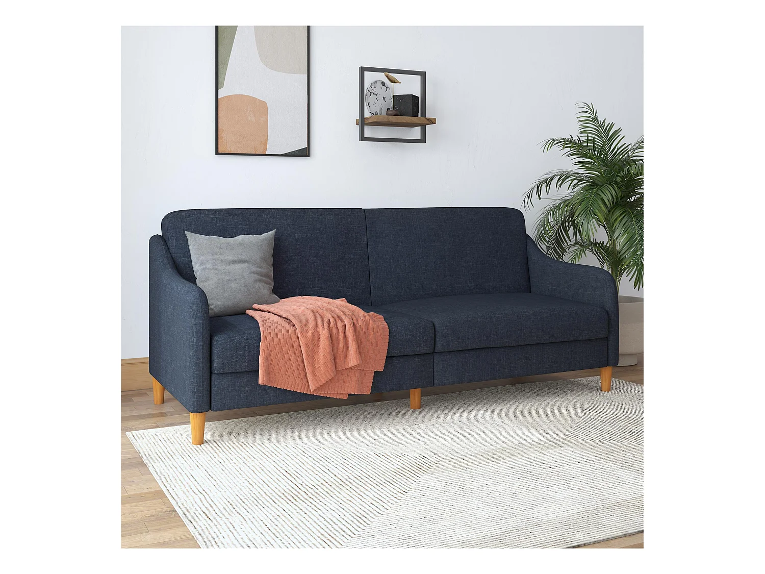 Jasper | Canapé lit 3 places en lin bleu marine