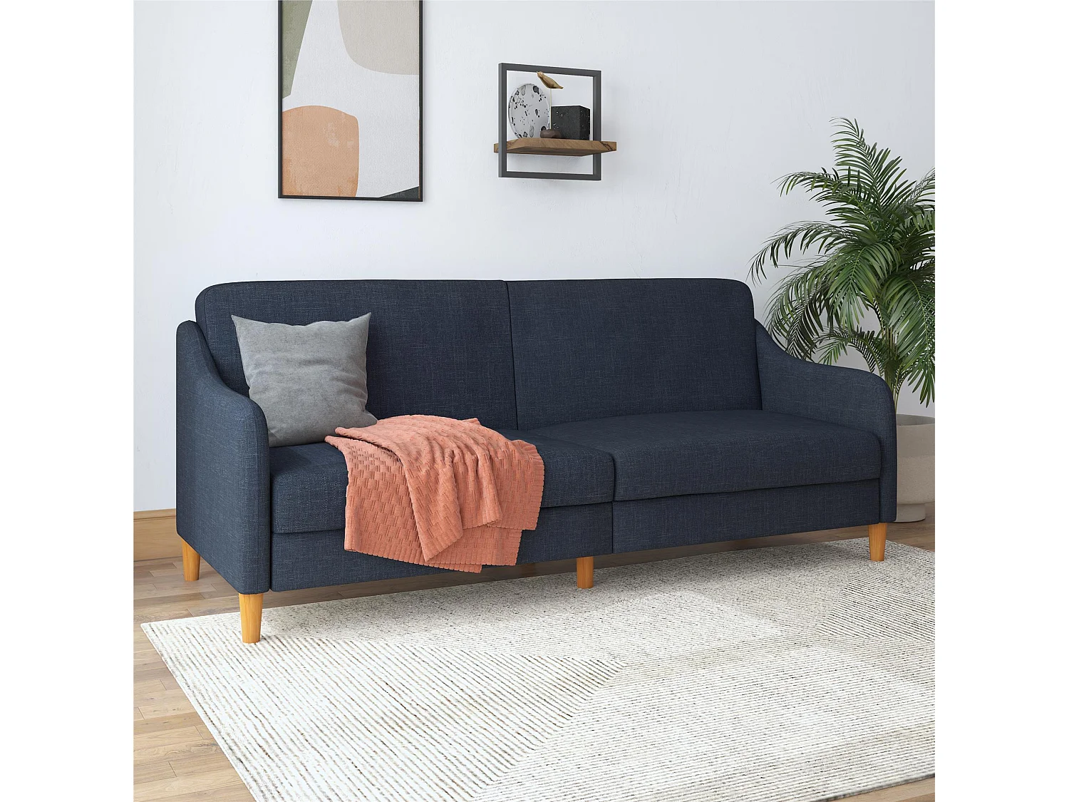 Jasper | Canapé lit 3 places en lin bleu marine