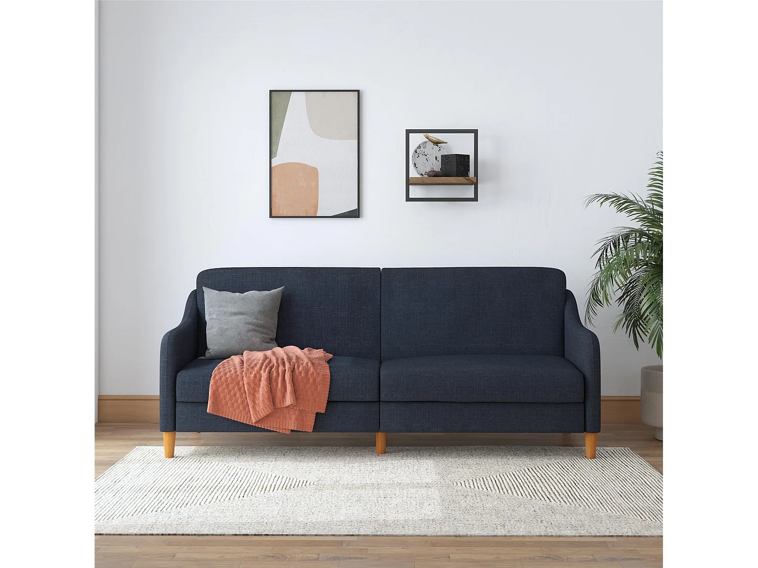 Jasper | Canapé lit 3 places en lin bleu marine