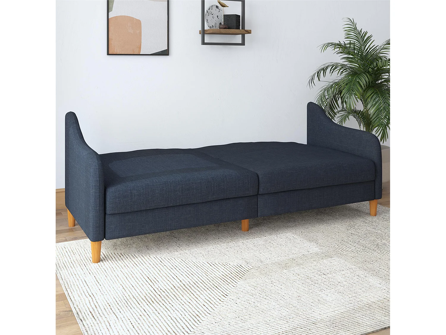 Jasper | Canapé lit 3 places en lin bleu marine