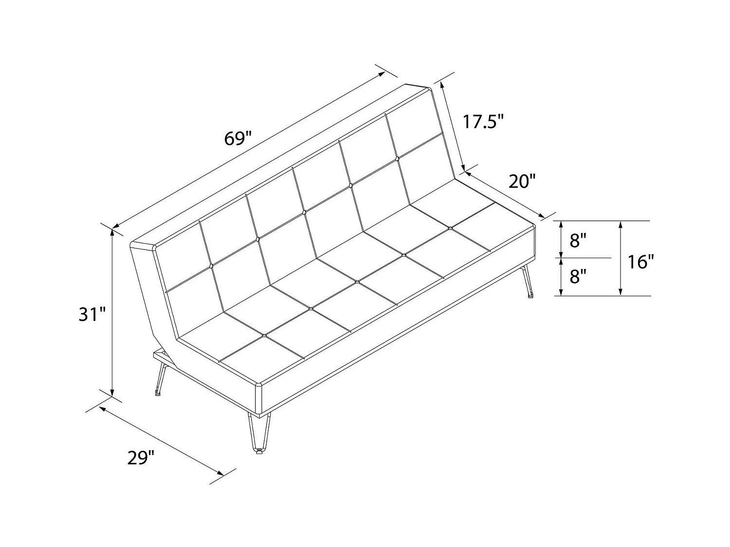 Elle | Canapé-lit 3 places en gris velours
