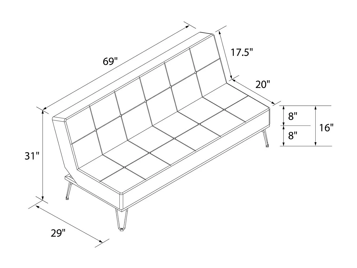 Elle | Canapé-lit 3 places en gris velours