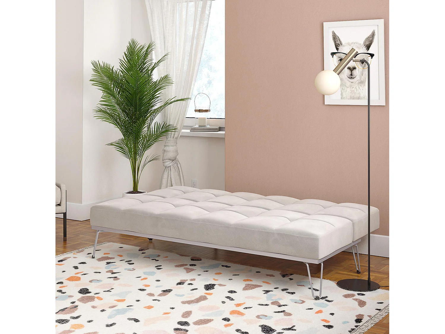 Elle | Canapé-lit 3 places en gris velours