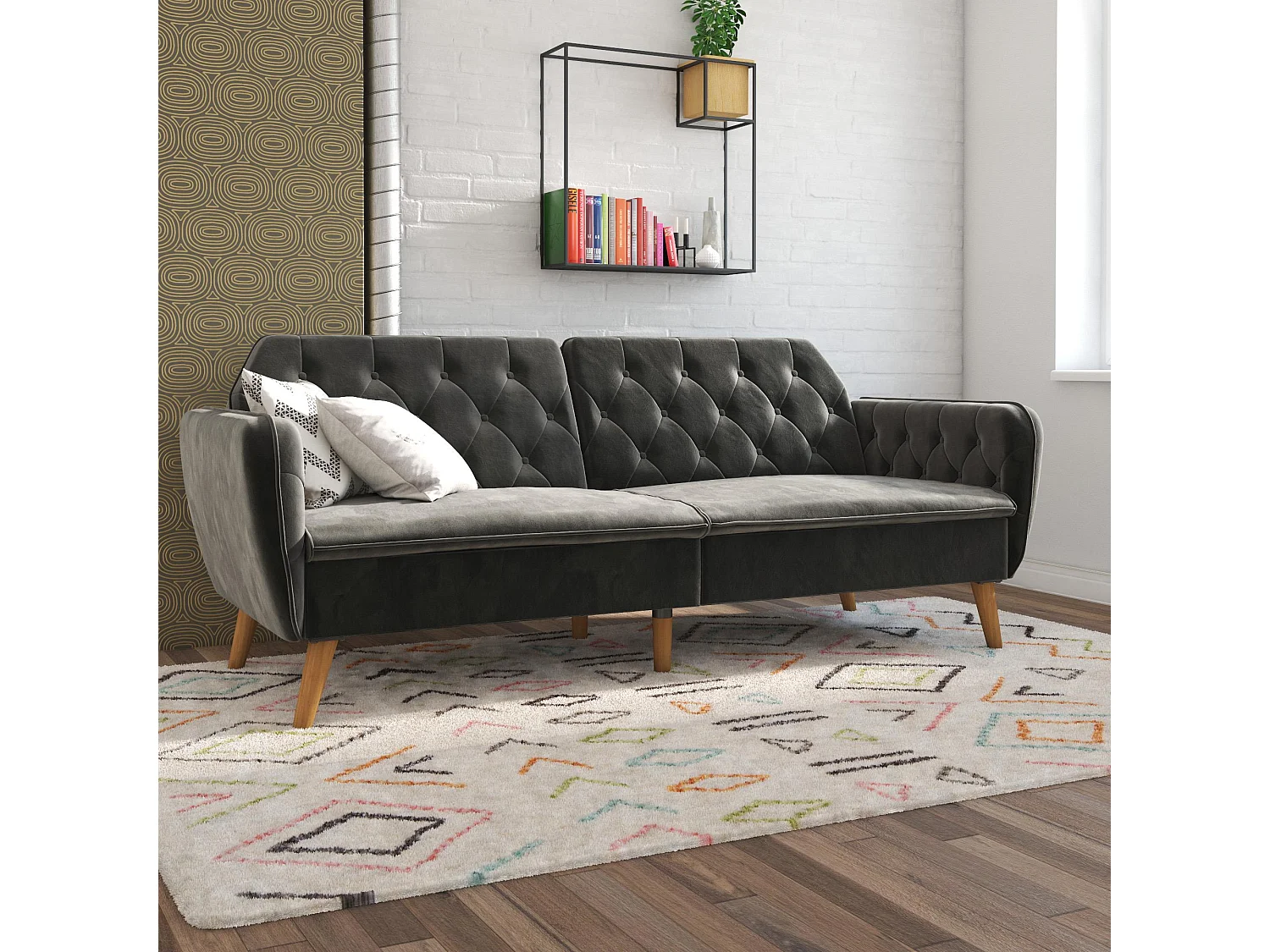 Tallulah | Canapé-lit 3 places en gris velours