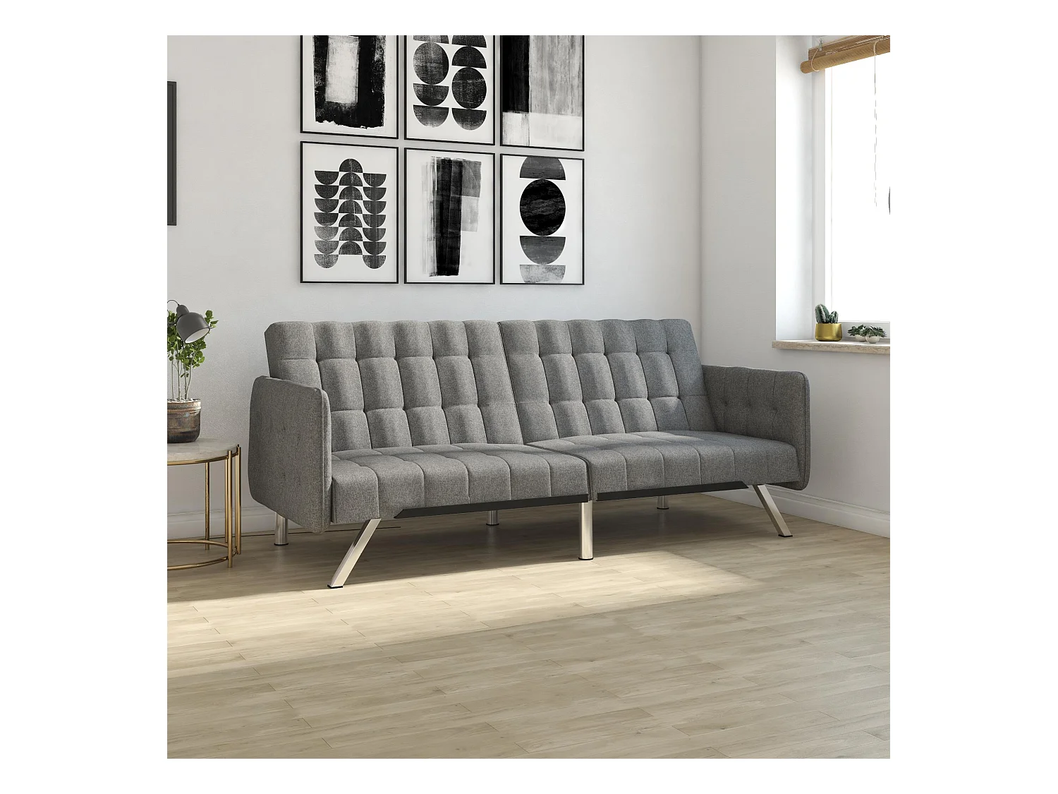 Slaapbank 3 zitplaatsen in Linnen Grijs