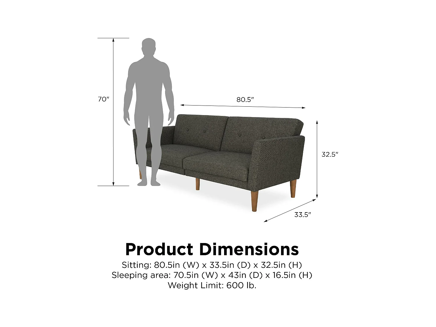 Slaapbank 3 zitplaatsen in Linnen Grijs