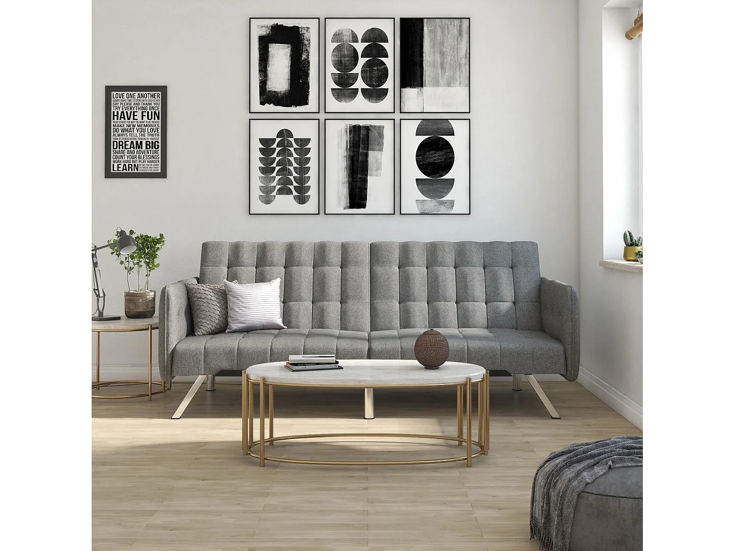 Schlafsofa 3 Sitze in Leinen Grau