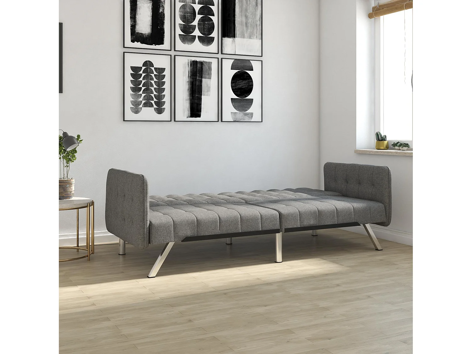 Schlafsofa 3 Sitze in Leinen Grau