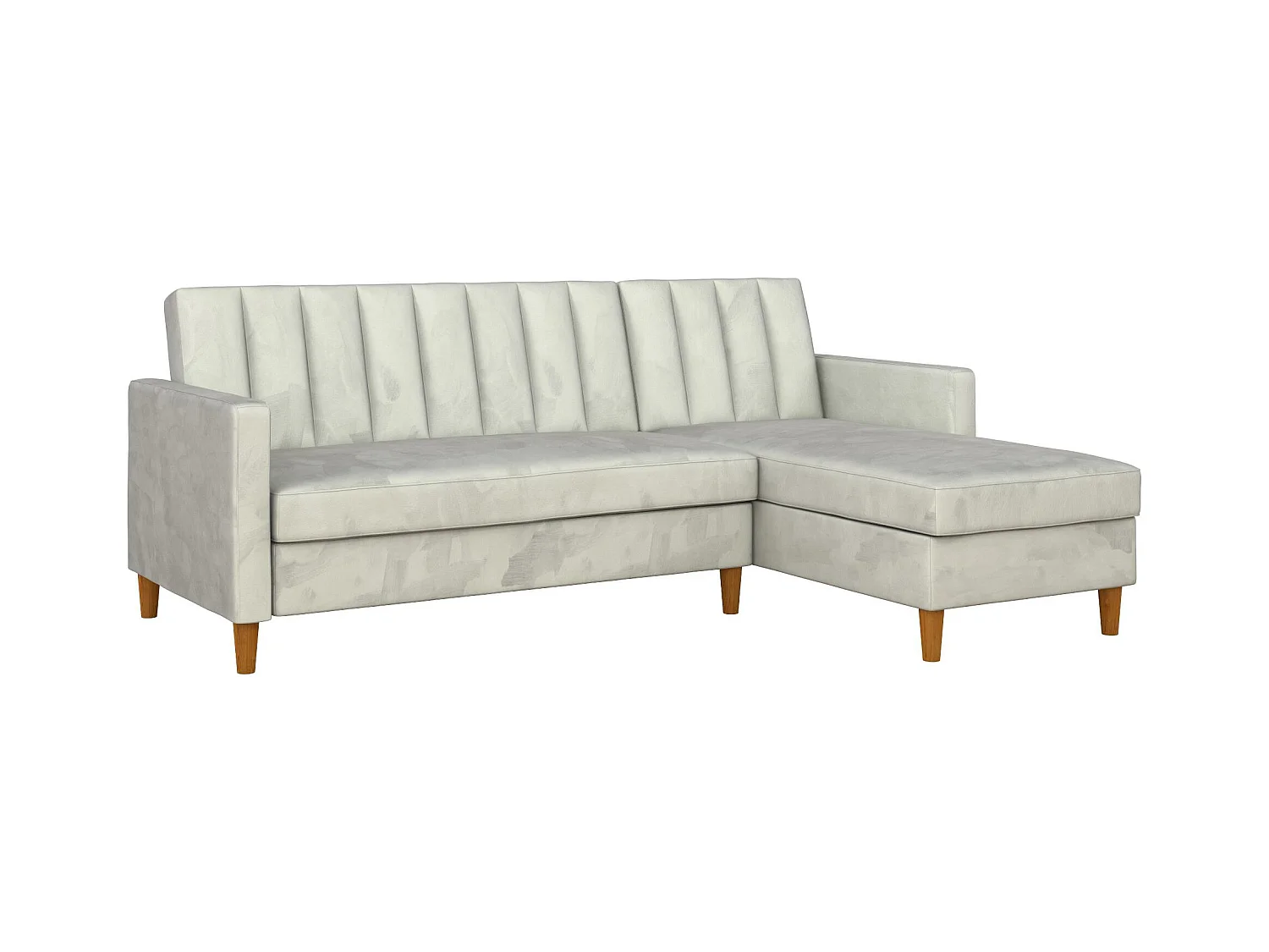 Sofá Cama 4 Plazas con Chaise Lounge en Terciopelo Gris Claro