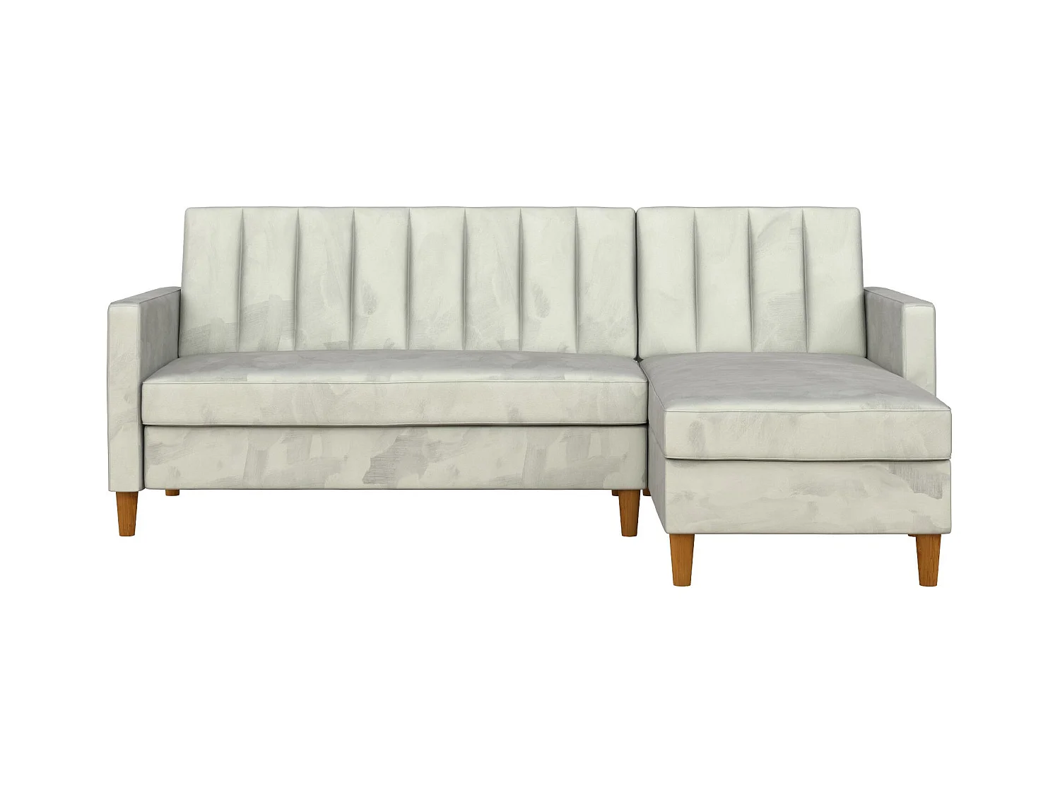 Sofá Cama 4 Plazas con Chaise Lounge en Terciopelo Gris Claro