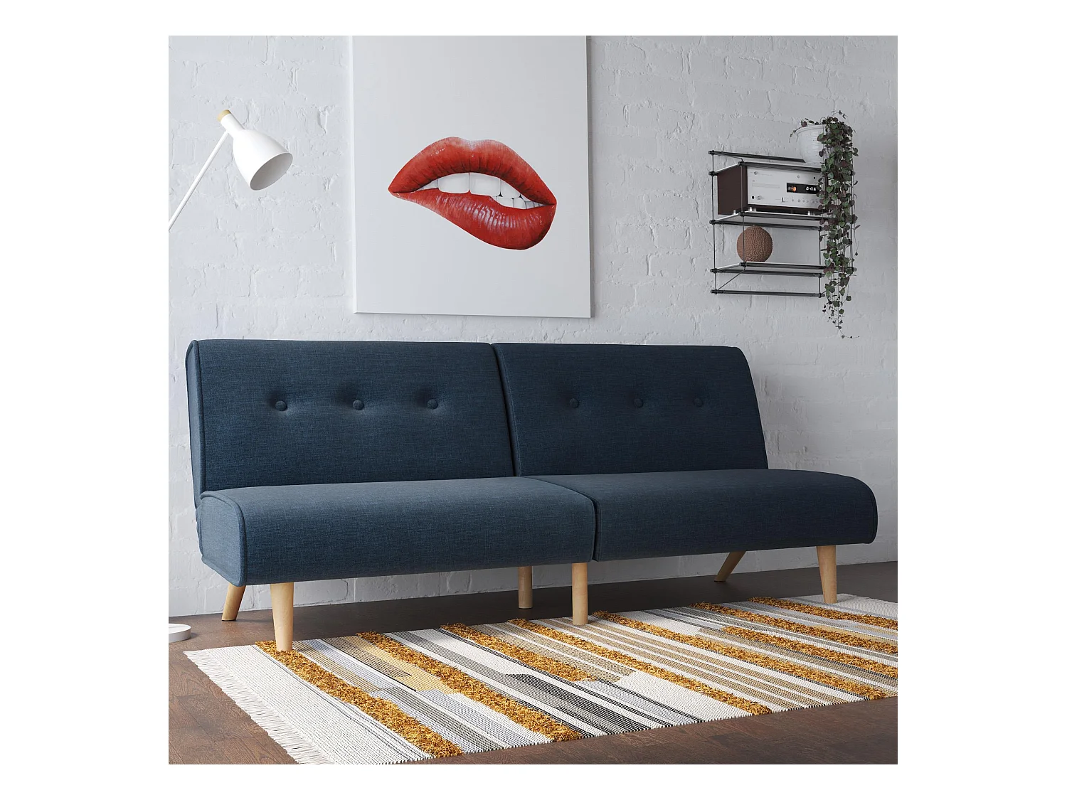 Slaapbank 3 zitplaatsen n Linnen Blauw