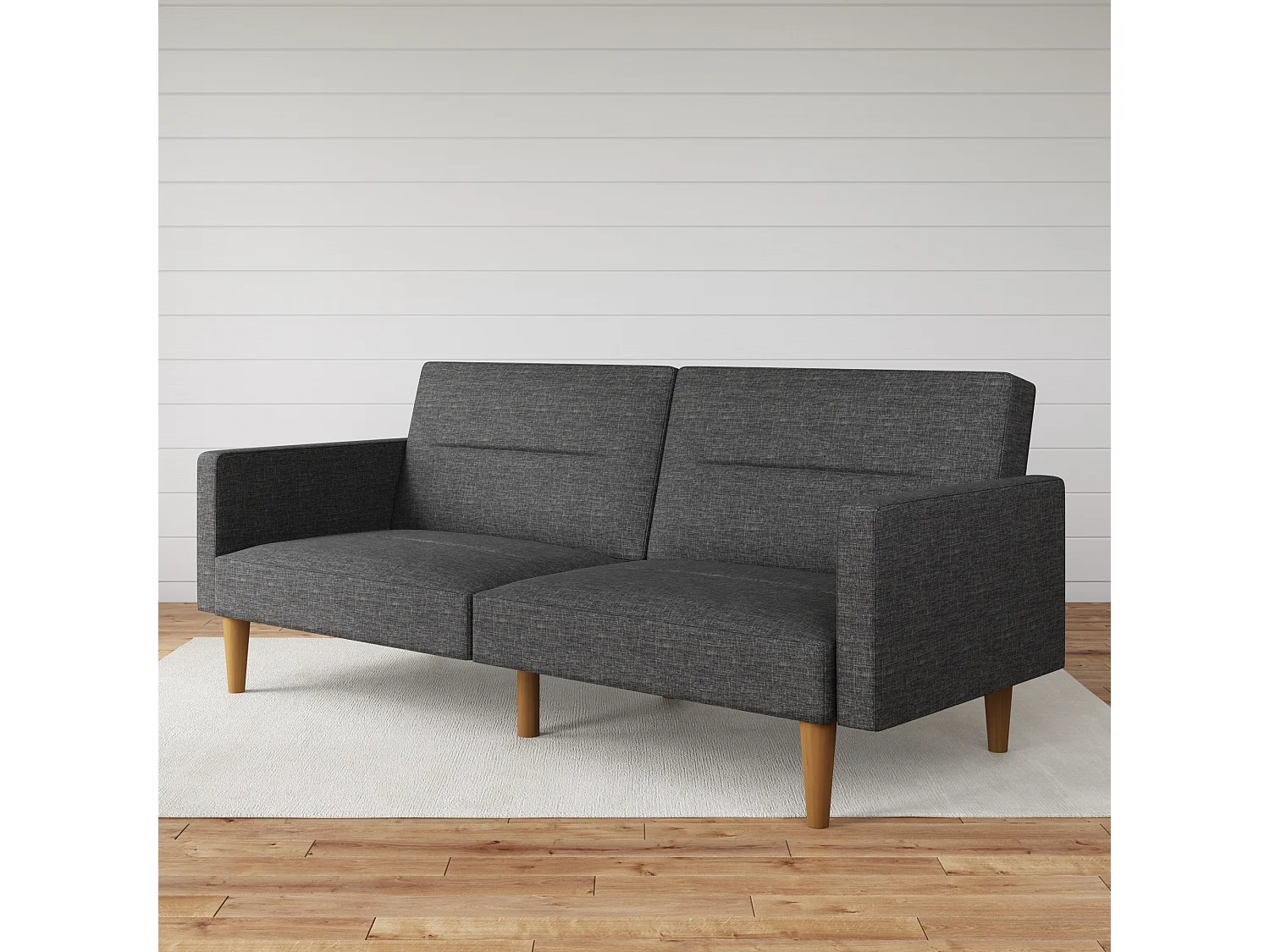 Channel Tufted | Canapé-lit 3 places en gris lin