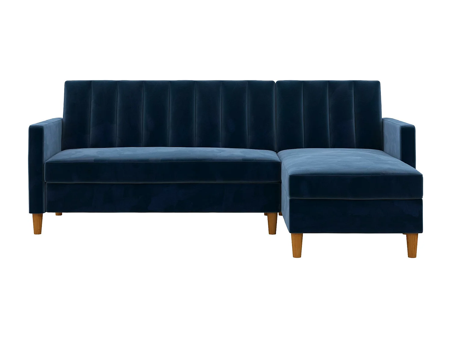 Celine | Canapé lit 4 places avec chaise longue en velours bleu marine