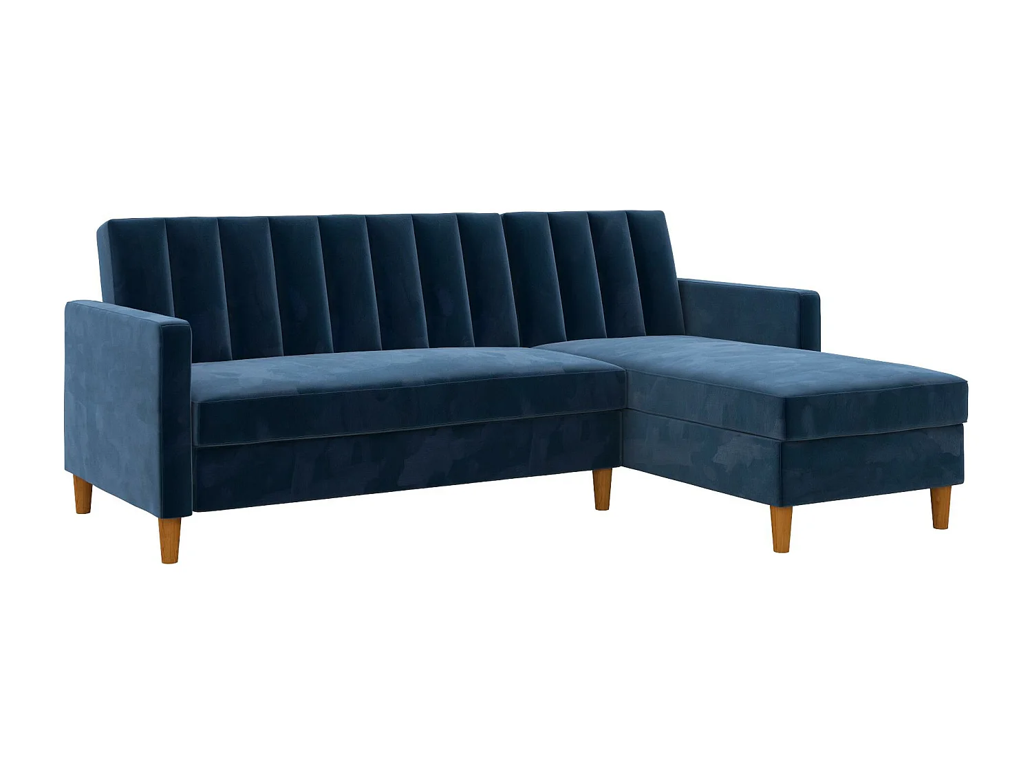 Celine | Canapé lit 4 places avec chaise longue en velours bleu marine