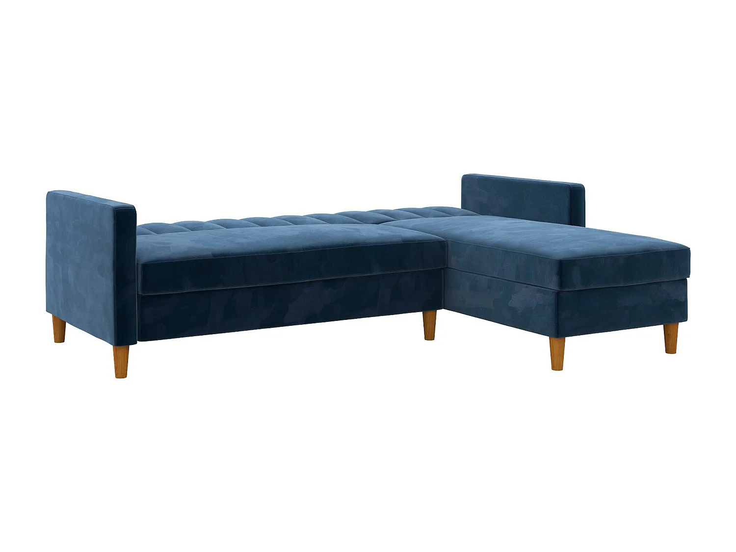 Celine | Canapé lit 4 places avec chaise longue en velours bleu marine