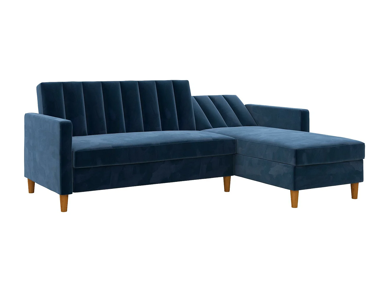 Celine | Canapé lit 4 places avec chaise longue en velours bleu marine
