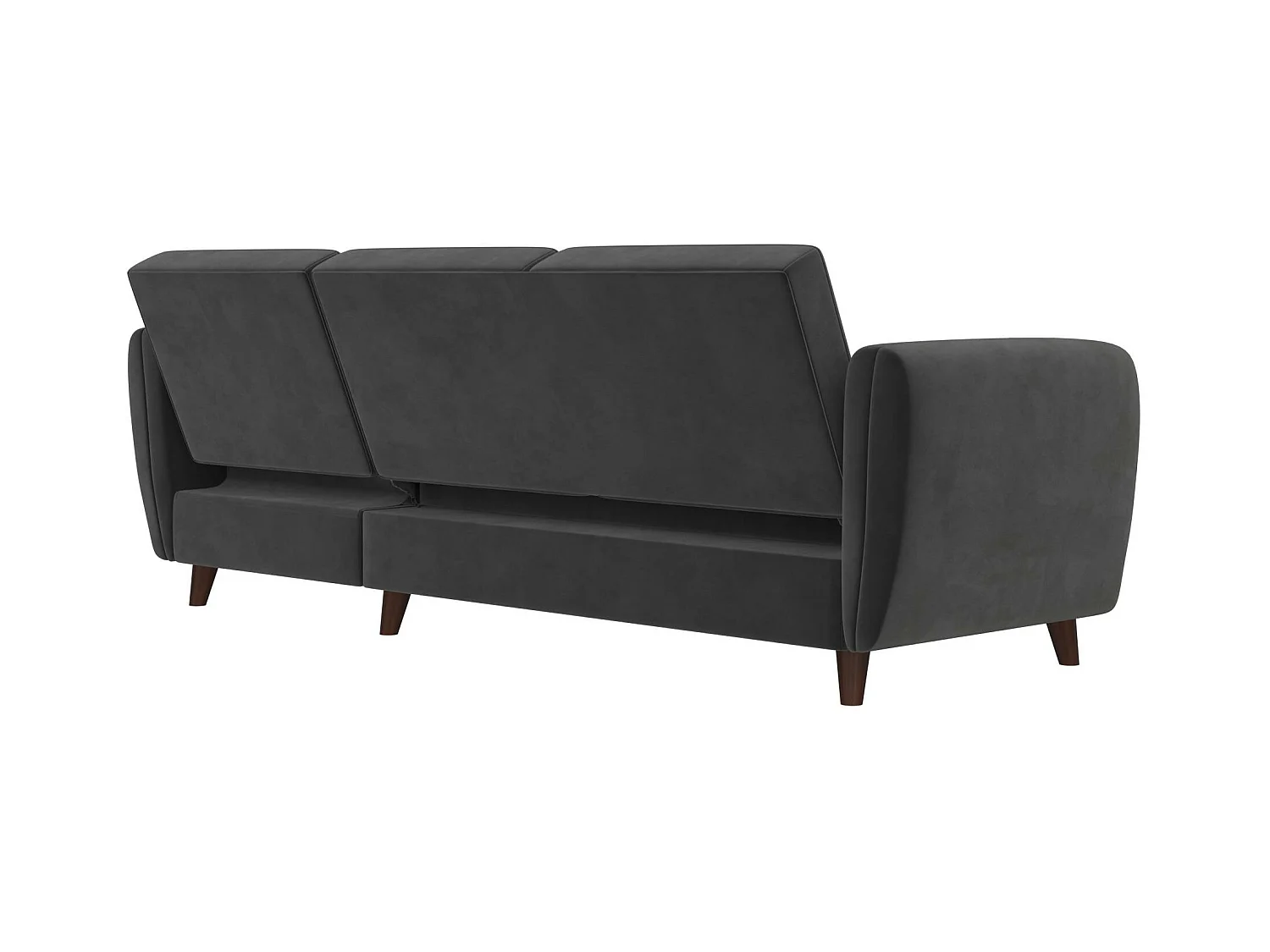 Perry | Canapé lit 3 places avec chaise longue en gris velours