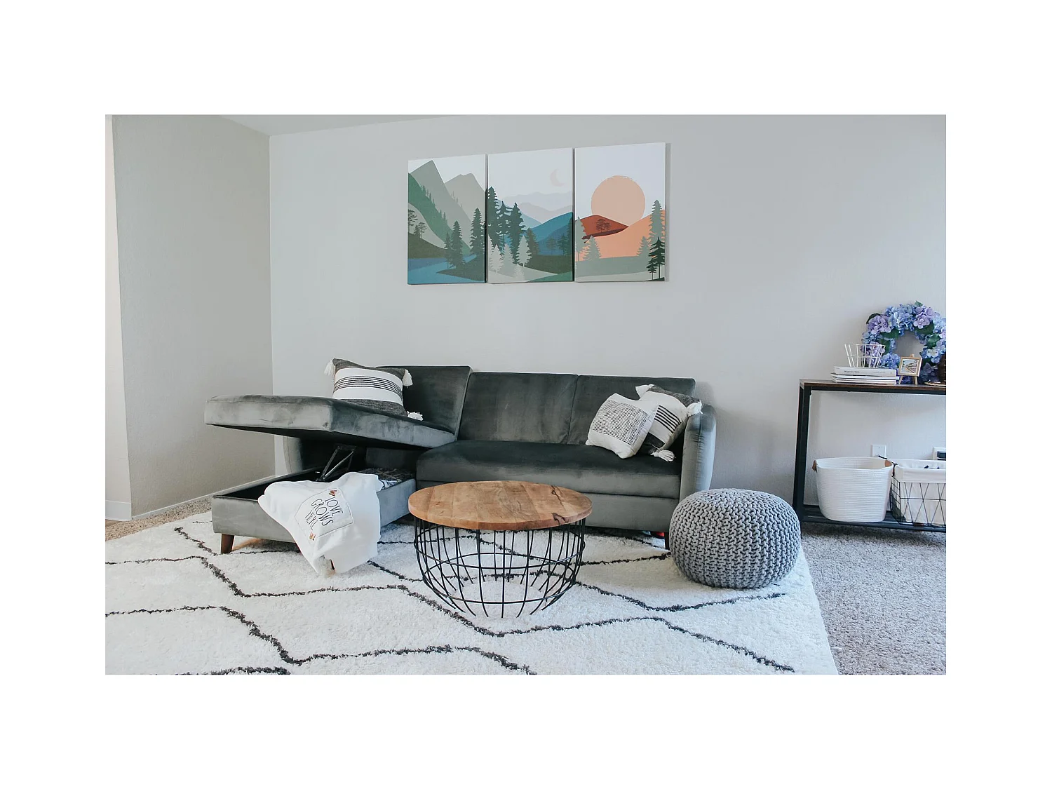 Perry | Canapé lit 3 places avec chaise longue en gris velours