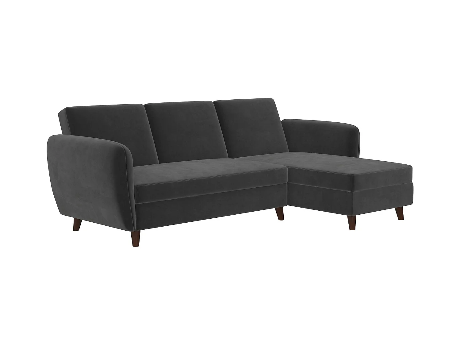 Perry | Canapé lit 3 places avec chaise longue en gris velours