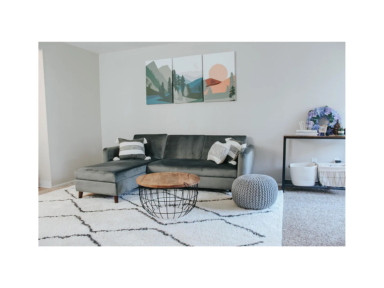 Schlafsofa 3 Sitze mit Chaiselongue in Velvet Grey