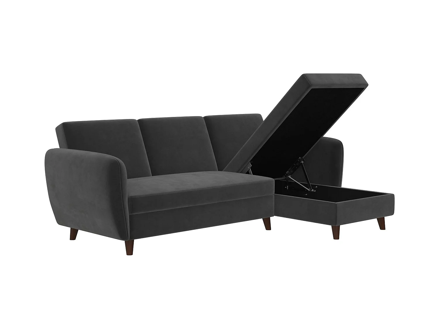 Schlafsofa 3 Sitze mit Chaiselongue in Velvet Grey