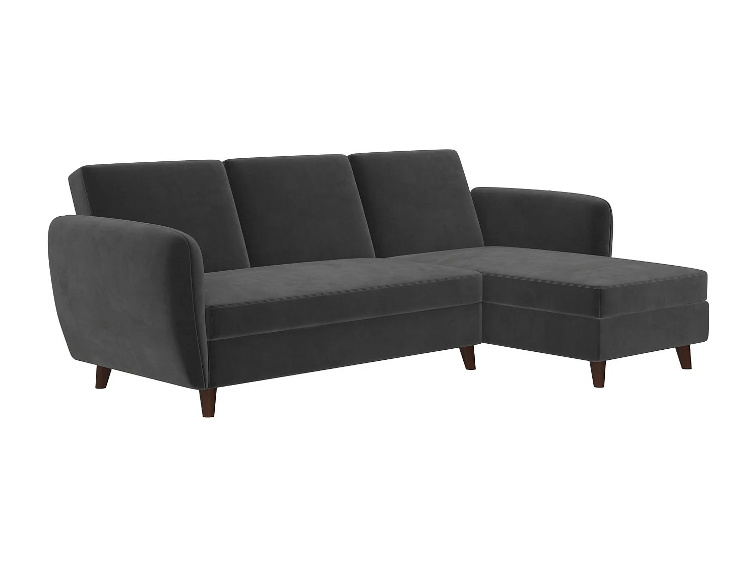 Slaapbank 3 zitplaatsen met chaise longue in fluweelgrijs