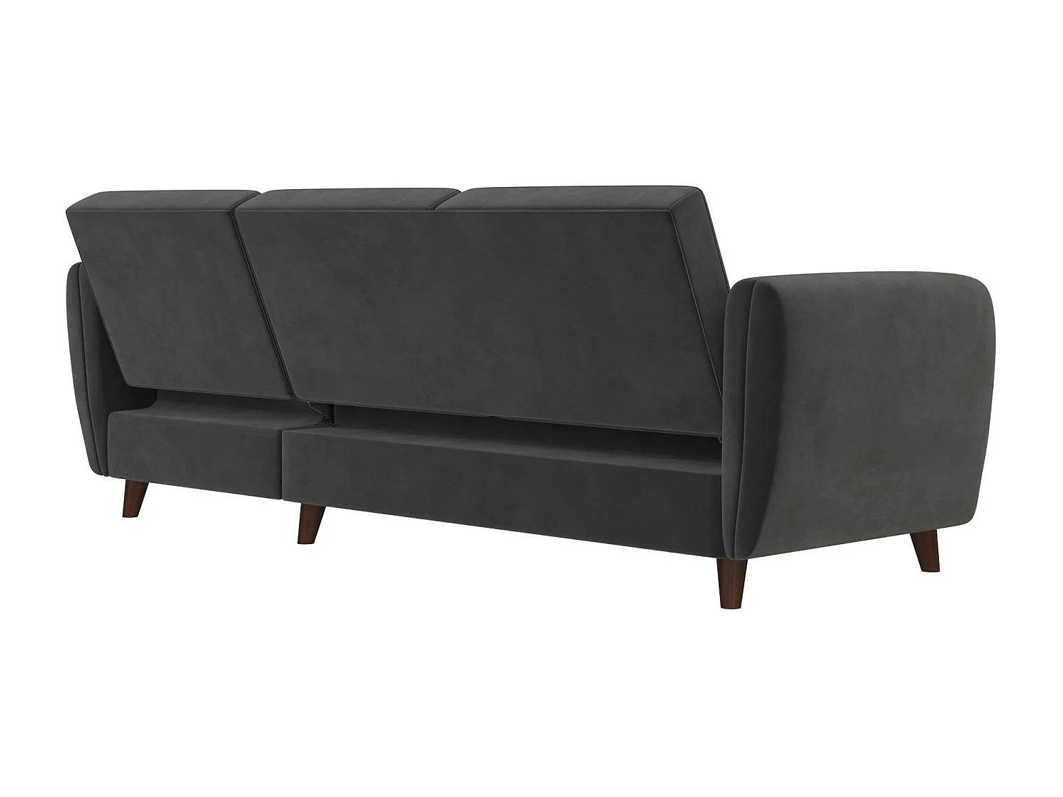 Slaapbank 3 zitplaatsen met chaise longue in fluweelgrijs