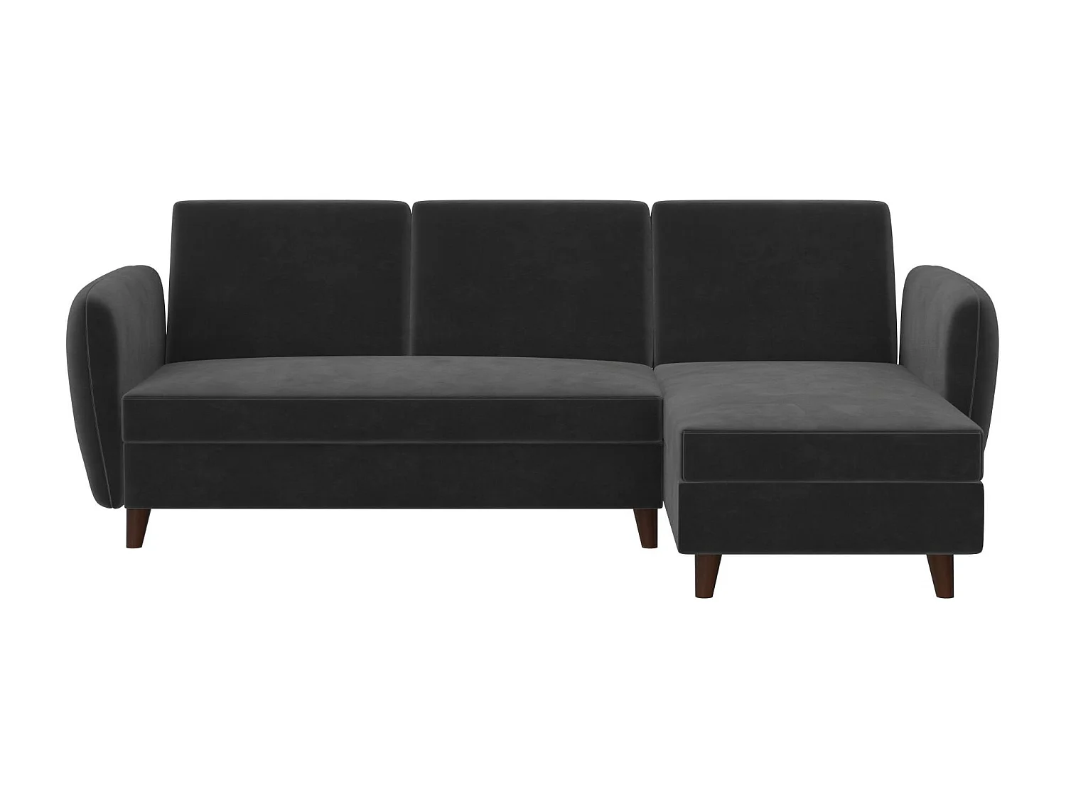 Slaapbank 3 zitplaatsen met chaise longue in fluweelgrijs