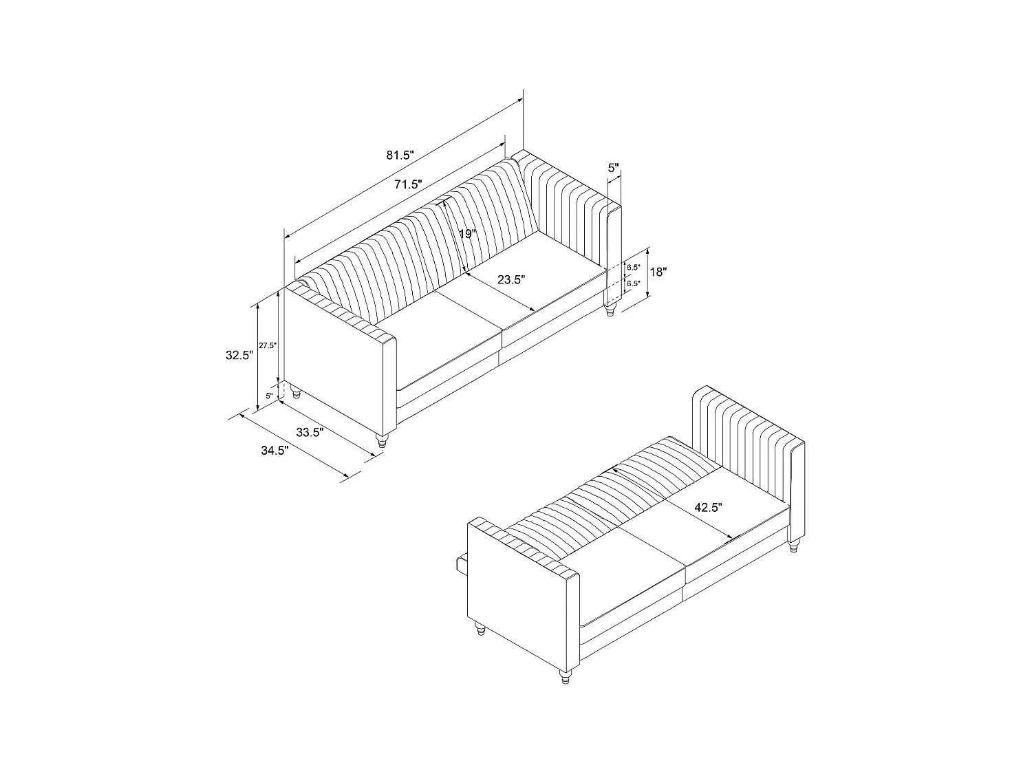 Arabelle | Canapé-lit 3 places en gris velours