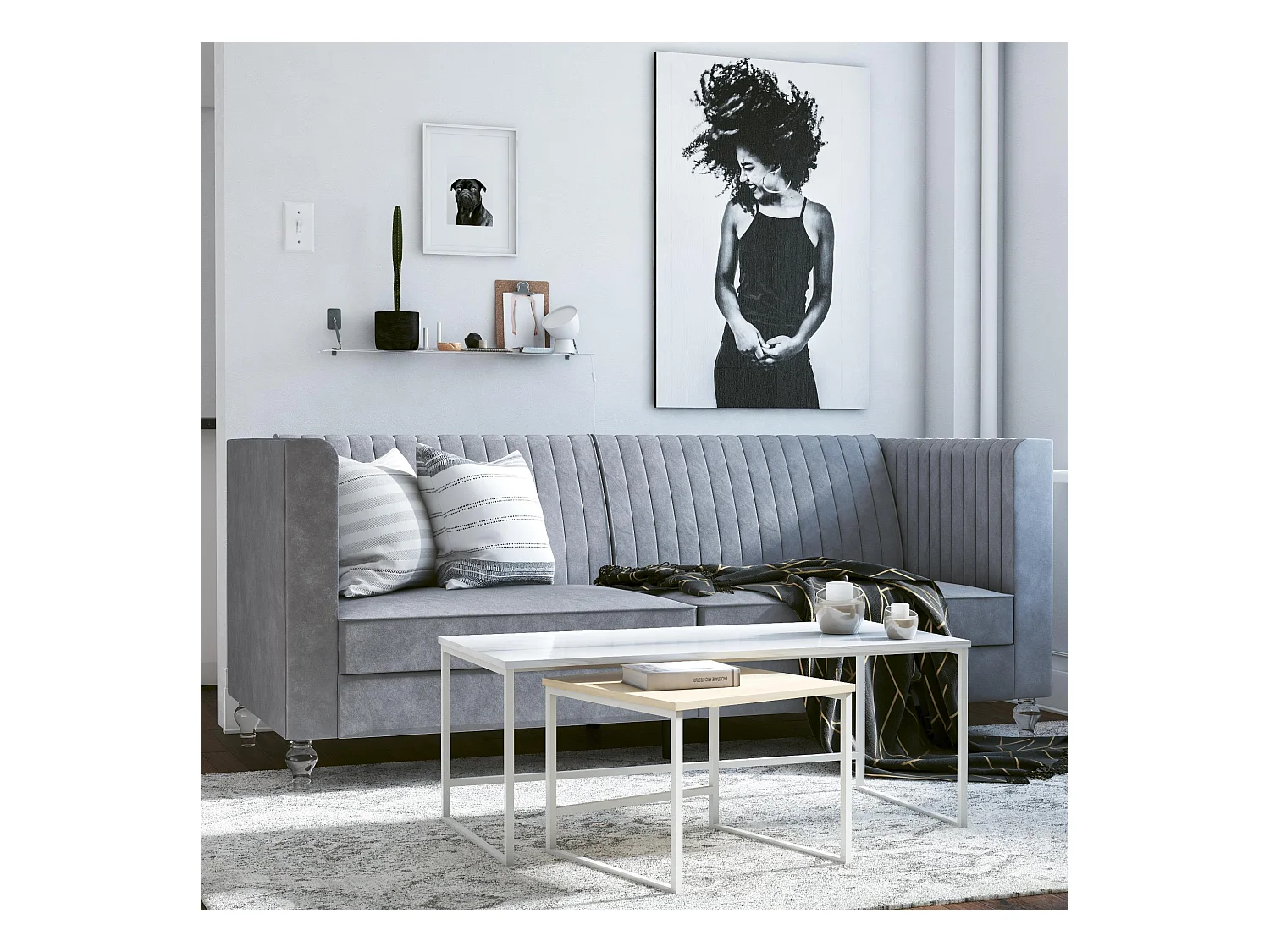 Arabelle | Canapé-lit 3 places en gris velours