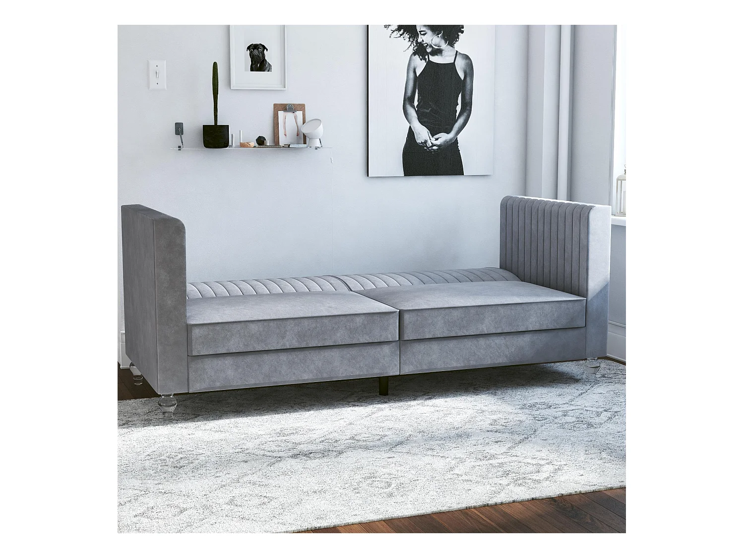 Arabelle | Canapé-lit 3 places en gris velours