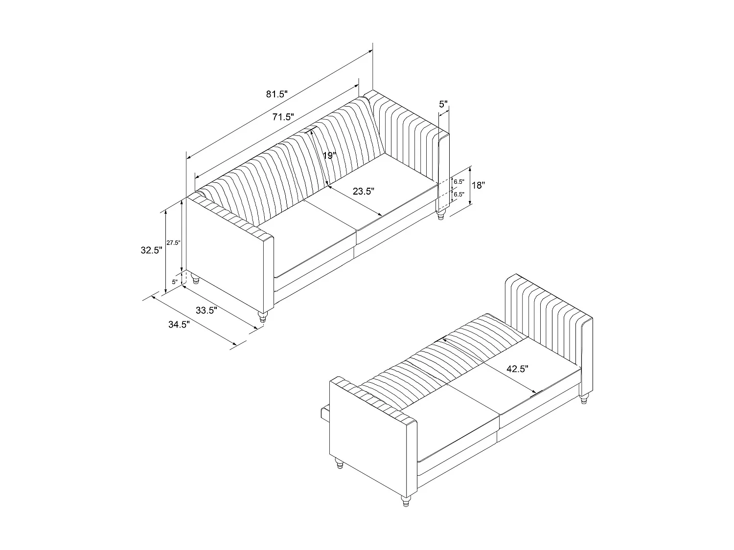 Arabelle | Canapé-lit 3 places en gris velours