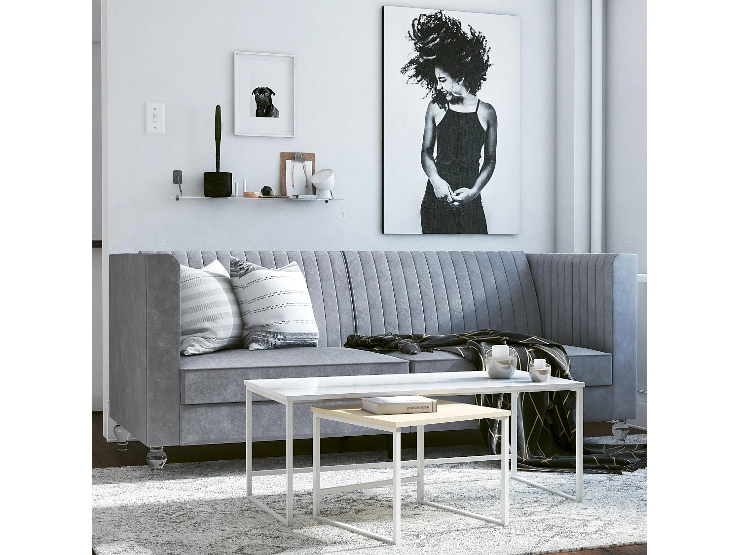 Arabelle | Canapé-lit 3 places en gris velours