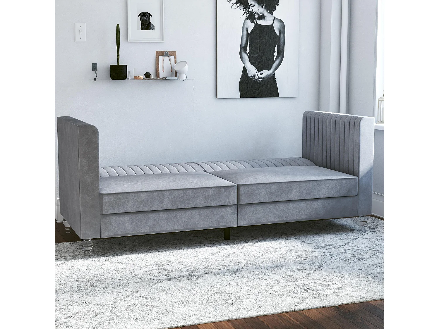 Arabelle | Canapé-lit 3 places en gris velours