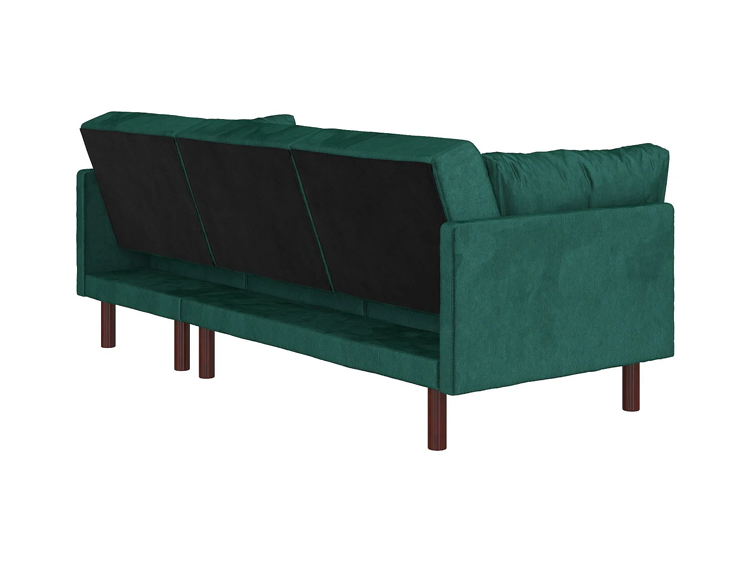 Clair | Canapé-lit 3 places avec chaise longue en vert velours