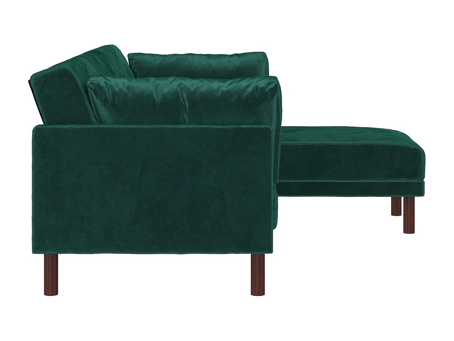 Clair | Canapé-lit 3 places avec chaise longue en vert velours