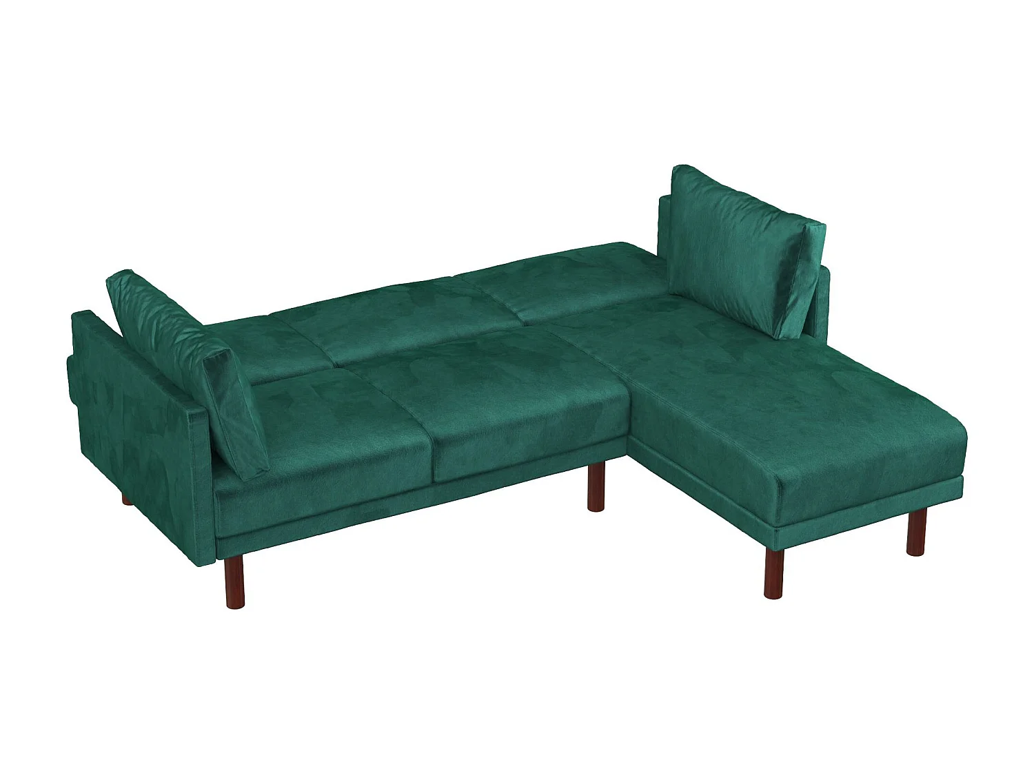 Clair | Canapé-lit 3 places avec chaise longue en vert velours