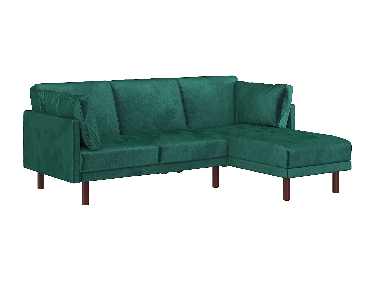 Clair | Canapé-lit 3 places avec chaise longue en vert velours