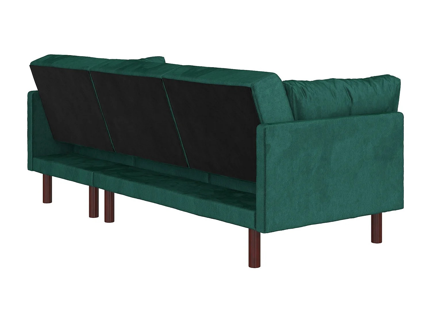 Clair | Canapé-lit 3 places avec chaise longue en vert velours