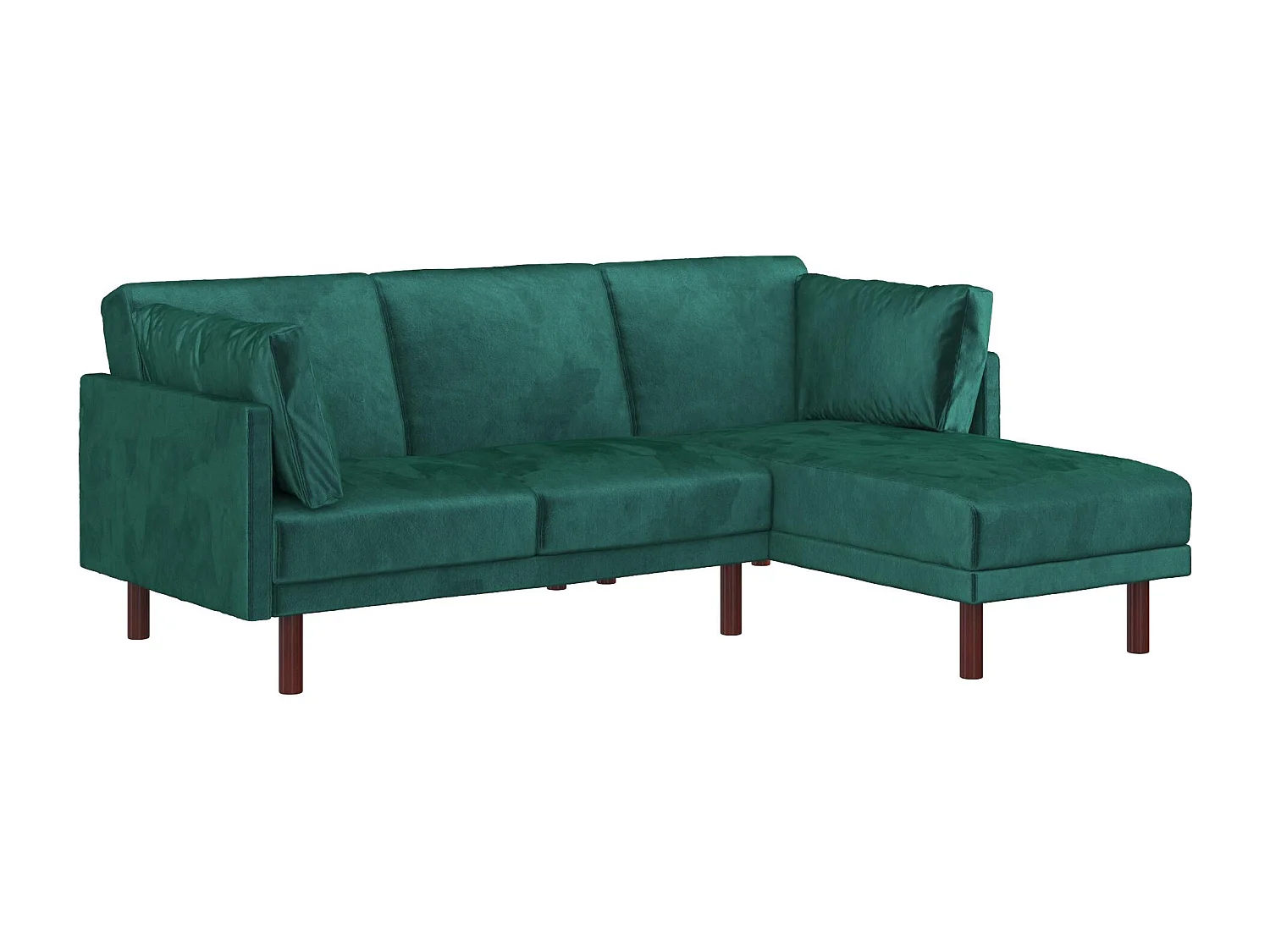 Clair | Canapé-lit 3 places avec chaise longue en vert velours