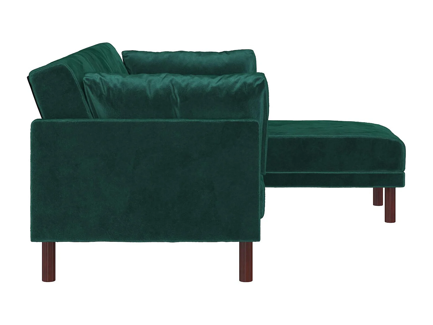 Clair | Canapé-lit 3 places avec chaise longue en vert velours