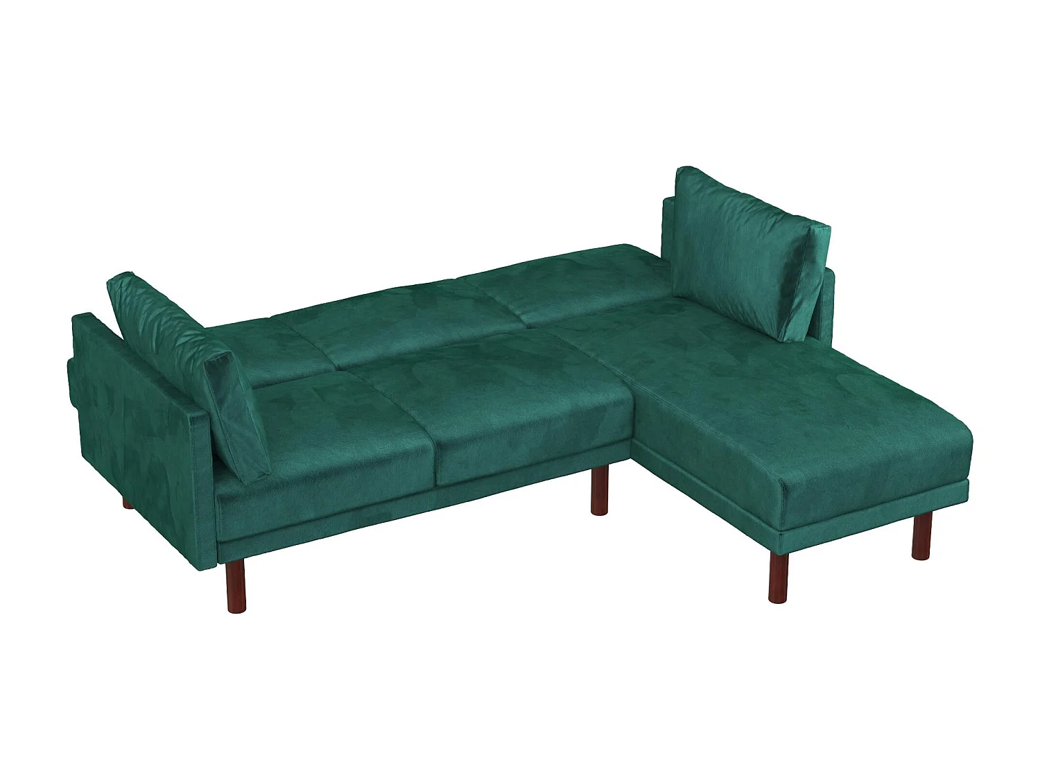 Clair | Canapé-lit 3 places avec chaise longue en vert velours